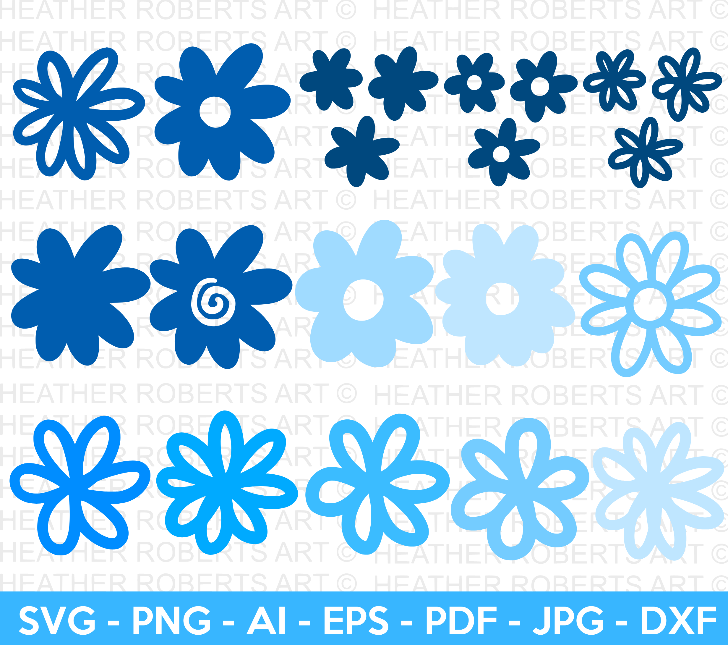 Blue Flowers SVG Bundle 2