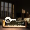 Custom Real Estate Agent Desk Name Plate Personalized LED Light Wooden Base Acrylic  Office Accessories Wood Name Sign Decor